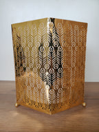 2-Piece Golden Peacock Feather Design Tissue Box & Dustbin Set (4-4)