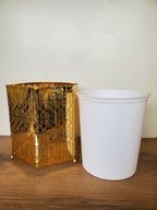 2-Piece Golden Peacock Feather Design Tissue Box & Dustbin Set (4-4)