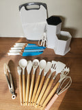 Knife & Silicone Utensils Set with Chopping Board & Hexagon Stand (3-3)