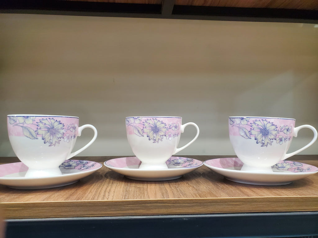 Floral Tea Cup & Saucer Set 12Pcs