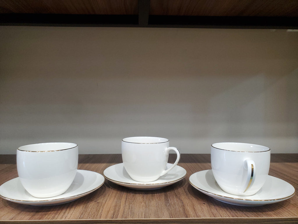 Classic White Tea Cup & Saucer Set 12Pcs