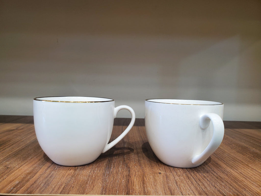 Classic White Gold Rim Coffee Cup Set 6Pcs