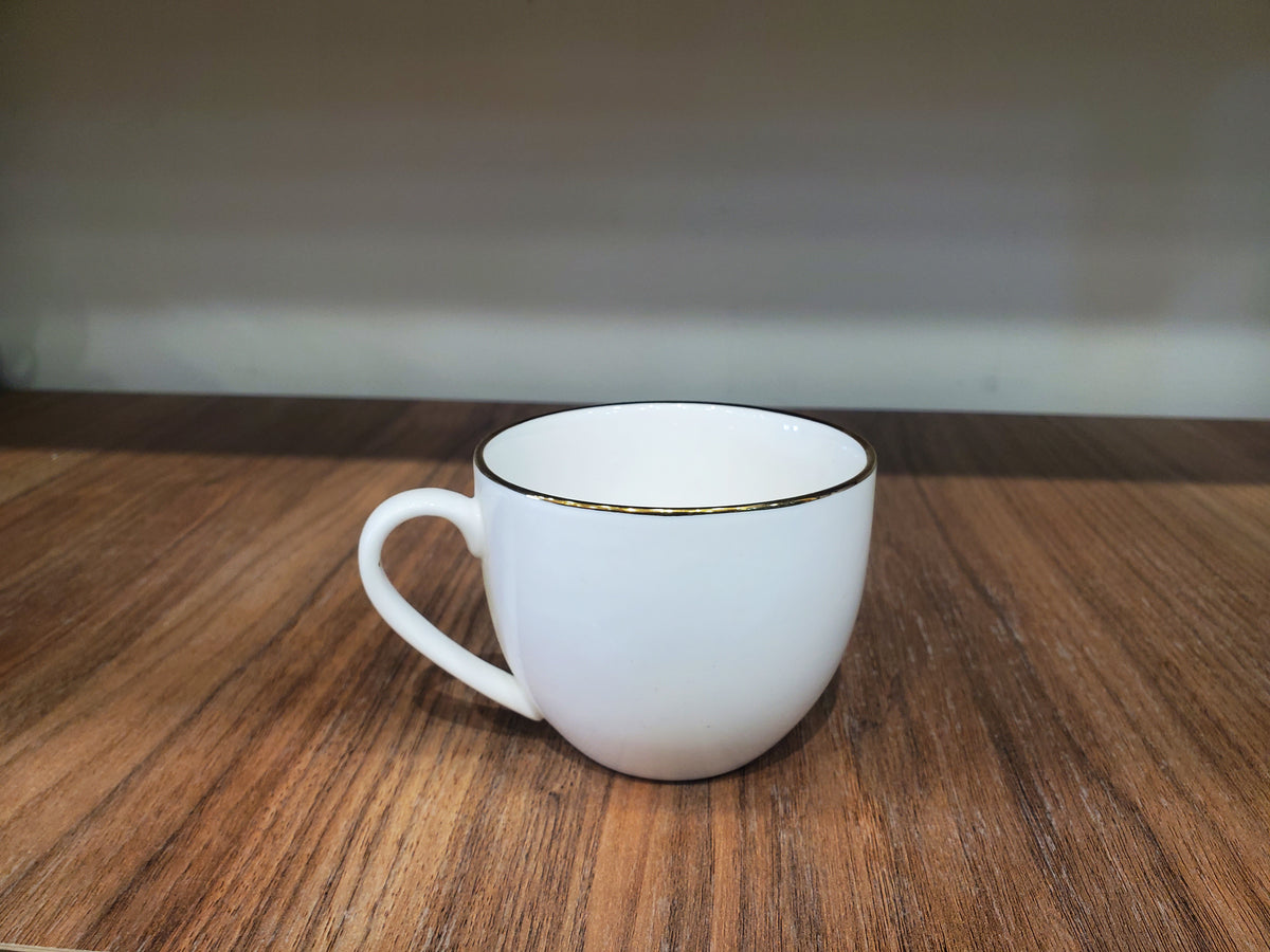 Classic White Gold Rim Coffee Cup Set 6Pcs