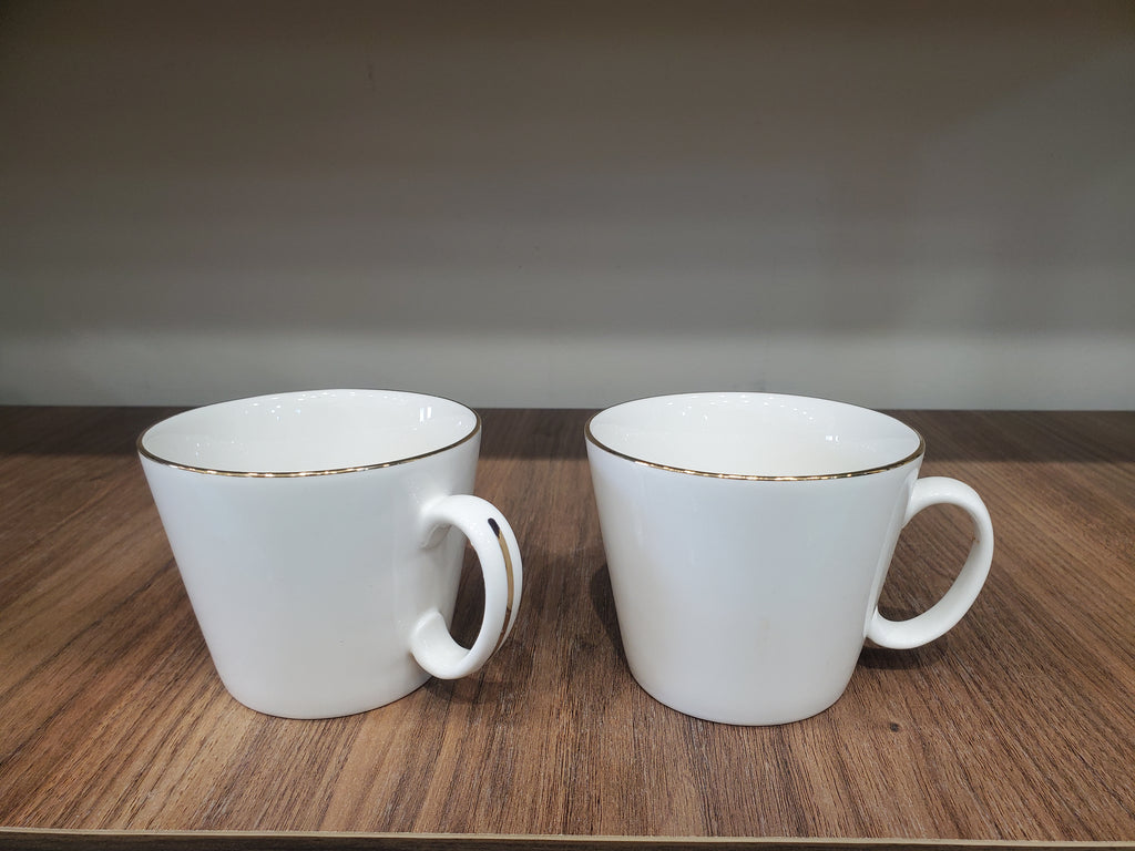 Classic White Gold Rim Coffee Cup Set 6Pcs