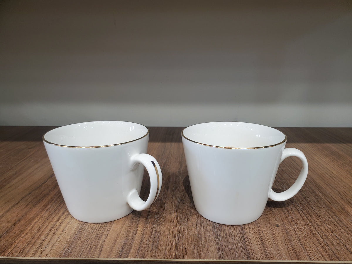 Classic White Gold Rim Coffee Cup Set 6Pcs