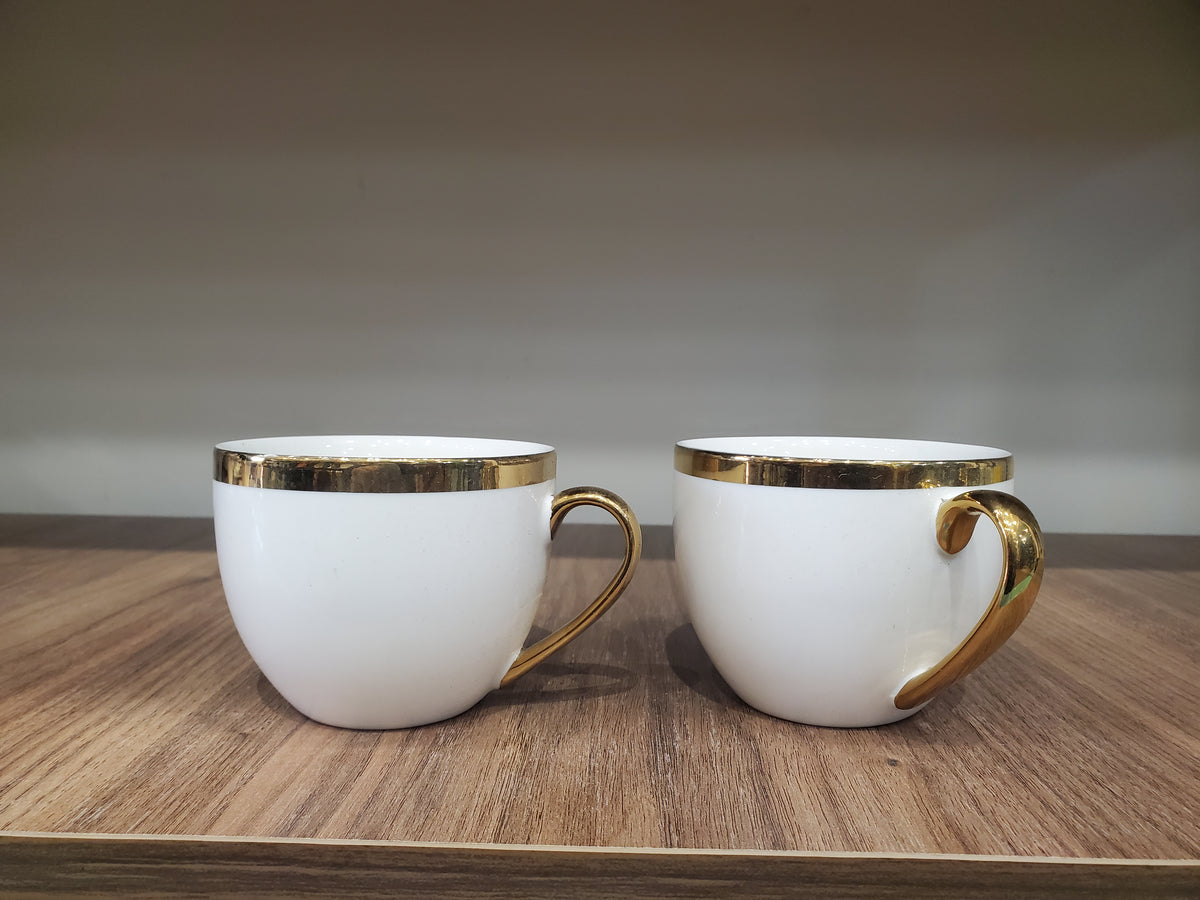 Luxury White & Gold Coffee Cup Set 6Pcs