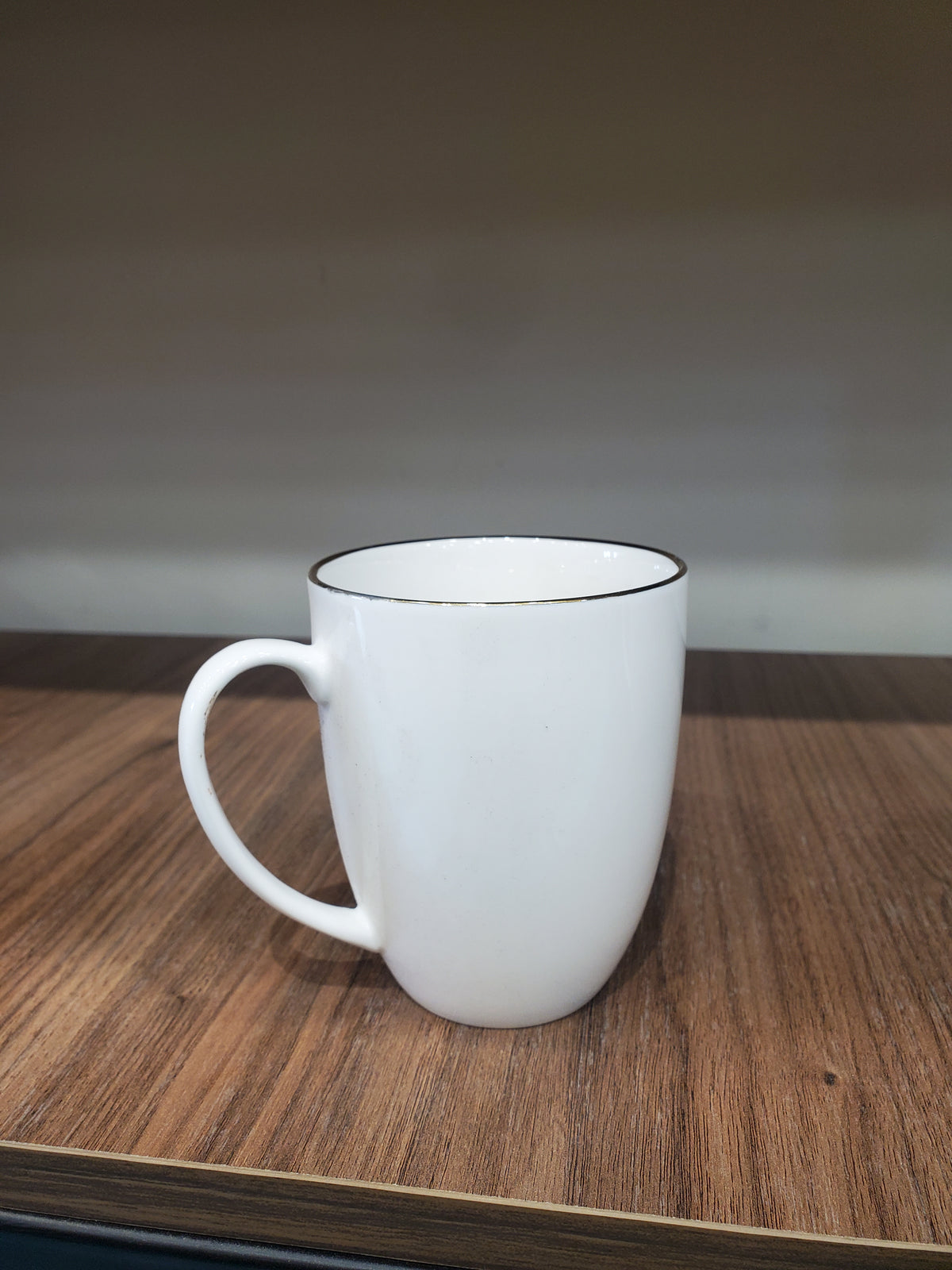 Gold-Rim White Porcelain Mugs - 6-Piece Set