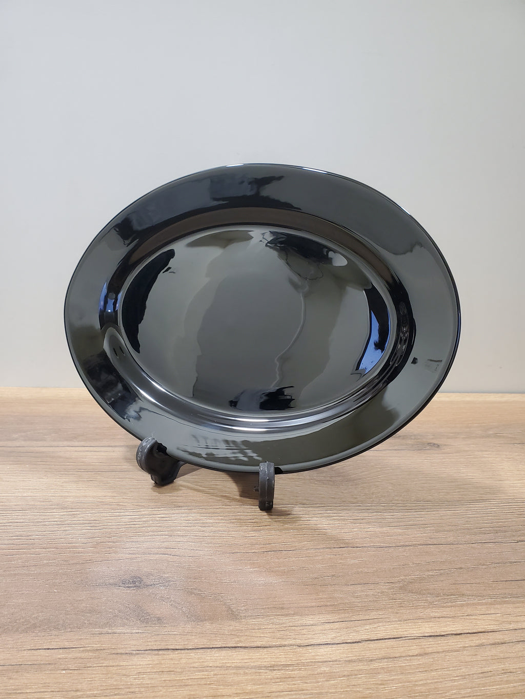 Plain Black 12" Marble Small Oval Dish - 1-Piece (BNRYP120)