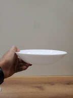 Plain White 8.5" Inch Marble Deep Plate - 6-Piece Set (NMQP80)