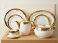 61-Piece Modern Flat-Top Gilded Bone China Dinner Set for 8