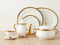 61-Piece Classic Gold Rim Bone China Dinnerware Set