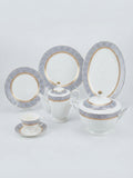 Elegant Blue & Gold Pattern Ceramic Dinner Set 61Pcs