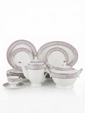 61-Piece Lavender Mosaic Pattern Bone China Dinnerware Set