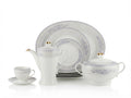 61-Piece Elegant Filigree Bone China Dinnerware Set with Gold Accents