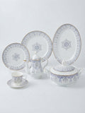Elegant Blue & Gold Pattern Ceramic Dinner Set 61Pcs – 8 Person Serving