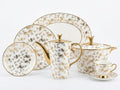 72-Piece Gilded Vine and Leaf Porcelain Dinner Set for 8