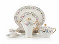 61-Piece Elegant Floral & Vine Bone China Dinnerware Set with Gold Trim