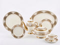72-Piece Gilded Dotted Swirl & Wave Bone Dinner Set for 8