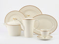 61-Piece Cream & Gold Scallop Porcelain Dinner Set for 8