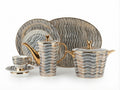 72-Piece Luxury Black & Gold Wavy Dinnerware Set