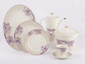 61-Piece Cream & Purple Lily Porcelain Dinner Set for 8