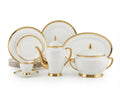 61-Piece Modern Straight-Neck Gilded Bone China Dinnerware Set