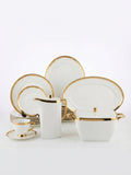 61-Piece Modern Geometric Gilded Bone China Dinnerware Set
