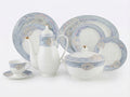 61-Piece Blue & Pastel Floral Lattice Porcelain Dinnerware Set for 8