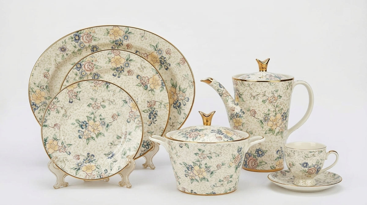 61-Piece Floral Porcelain Dinner Set for 8